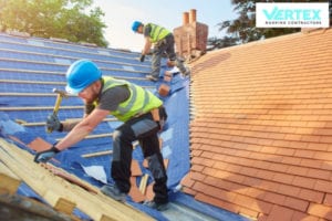 Contractors Repairing a Roof - Vertex Roofing SLC