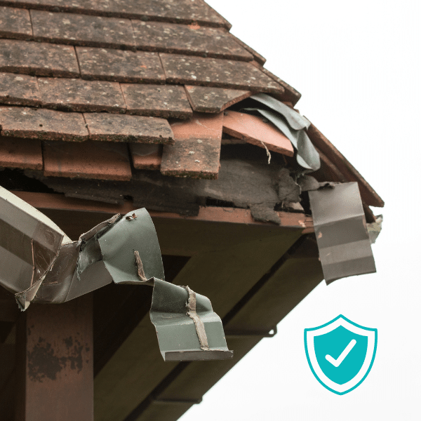 Storm-Damaged Roof Requiring Insurance Claim